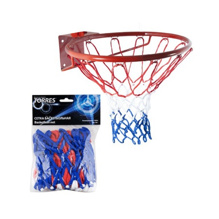 Купить Сетка баскетбольная Torres, нить 4 мм, бело-сине-красная в Артёмовском 